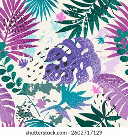 Tropical seamless pattern. Abstract natural background, bright colors.