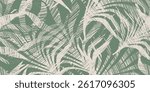 Tropical seamless pattern with abstract palm leaves, inspired by a Caribbean paradise. Simple repeat design for summer beach decor, floral prints, or exotic backgrounds. Natural, vibrant botanical art