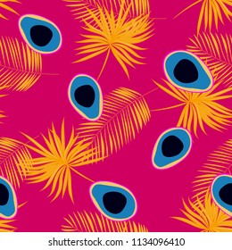Tropical seamless pattern with avocado and leaves. Pattern for kitchen, covers and fabric.
