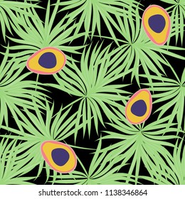 Tropical seamless pattern with avocado and leaves. Pattern for kitchen, covers and fabric.