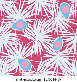 Tropical seamless pattern with avocado and leaves. Pattern for kitchen, covers and fabric.
