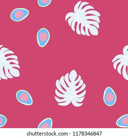 Tropical seamless pattern with avocado and leaves. Pattern for kitchen, covers and fabric.