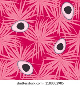 Tropical seamless pattern with avocado and leaves. Pattern for kitchen, covers and fabric.
