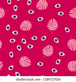 Tropical seamless pattern with avocado and leaves. Pattern for kitchen, covers and fabric.