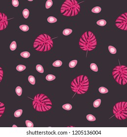 Tropical seamless pattern with avocado and leaves. Pattern for kitchen, covers and fabric.