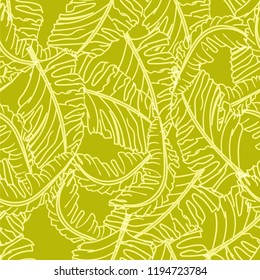 Tropical seamless pattern with banana leaves