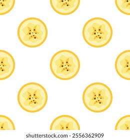 tropical seamless pattern with banana slices, perfect print for paper, textile and fabric, flat vector illustration