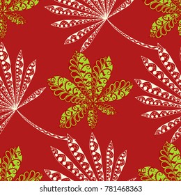 Tropical Seamless Pattern With Big Palm Leaves in Black and White. Hand Drawn Rainforest Texture In Zentangle Style. Ornate Seamless Background for Print, Interior, Wallpaper, Swimwear.