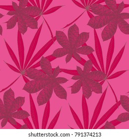 Tropical Seamless Pattern With Big Palm Leaves On Black Background. Hand Drawn Rainforest Texture In Zentangle Style. Ornate Seamless Background for Print, Interior, Wallpaper, Swimwear. Vector.