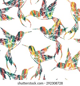 Tropical seamless pattern with bird. Vector illustration.