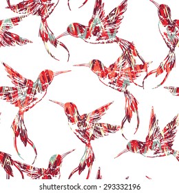 Tropical seamless pattern with bird. Vector illustration.