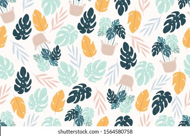 Tropical seamless pattern. Botanical background