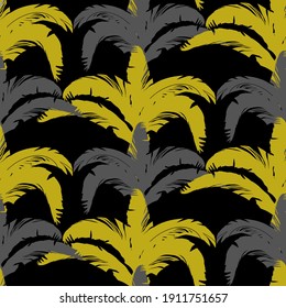 tropical seamless pattern with bushes in three colors gray black gold for unisex surface and fabric design