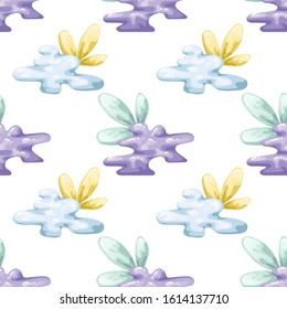 Tropical seamless pattern with cloud splash 