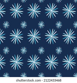Tropical seamless pattern. Dandelion seamless pattern. Dark blue background. Retro style pattern.