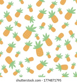 Tropical seamless pattern design with pineapple motive. Vector illustration for textile print, wallpaper, fashion design, and gift wrapping.