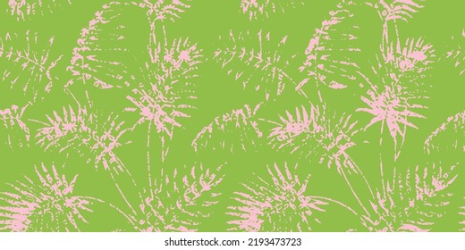 Tropical seamless pattern with dotted palm leaves silhouettes in retro colors. Jungle stipple vector art. Luxury halftone art. Exotic background for summer design, swimwear, t-shirt, fabric, wallpaper