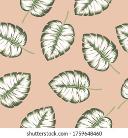 Tropisches nahtloses Muster. Exotische Dschungeltapete.Tropische exotische Monstera Blätter.	