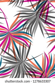 Tropical seamless pattern with exotic leaves. Hawaiian floral design. Summer background for cards, invitations, apartments, wallpapers. Vector illustration.