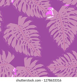 Tropical seamless pattern with exotic leaves. Hawaiian floral design. Summer background for cards, invitations, apartments, wallpapers. Vector illustration.