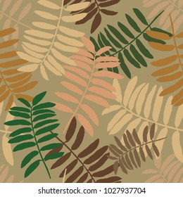 Tropical seamless pattern with exotic palm leaves. Hawaiian style.  Vector illustration.