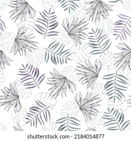 Tropical seamless pattern with exotic palm leaves. Vector illustration.