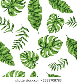 Tropical seamless pattern with exotic palm trees. Vector illustration.