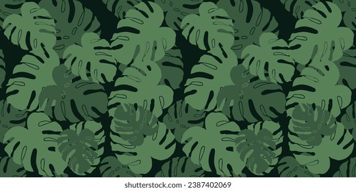 Tropical seamless pattern with exotic palm leaves. Vector illustration.