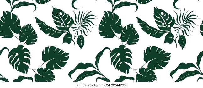 Tropical seamless pattern with exotic palm tree. Summer floral vector illustration. Creative jungle plant design