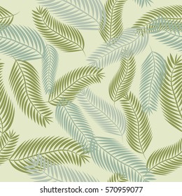  Tropical seamless pattern with exotic palm leaves.  Hawaiian style.  Vector illustration.