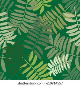 Tropical seamless pattern with exotic palm leaves. Hawaiian style.  Vector illustration.