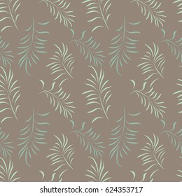 Tropical seamless pattern with exotic palm leaves. Hawaiian style.  Vector illustration.
