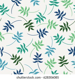 Tropical seamless pattern with exotic palm leaves. Vector illustration.