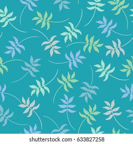 Tropical seamless pattern with exotic palm leaves. Vector illustration.