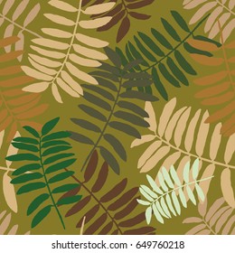 Tropical seamless pattern with exotic palm leaves. Hawaiian style.  Vector illustration.