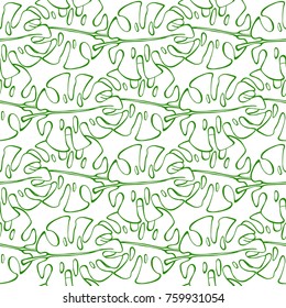 Tropical seamless pattern with exotic palm leaves. Vector illustration.