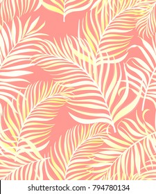 	
Tropical seamless pattern with exotic palm leaves. Vector illustration. - stock vector
