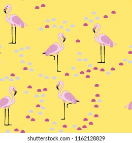 Tropical seamless pattern with flamingos.Summer background with flamingos.