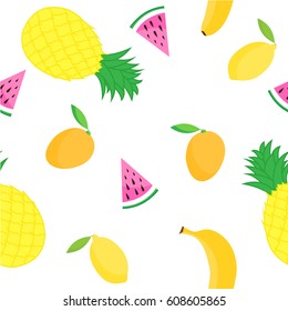 Tropical seamless pattern with fruits. Pattern is in swatch panel.