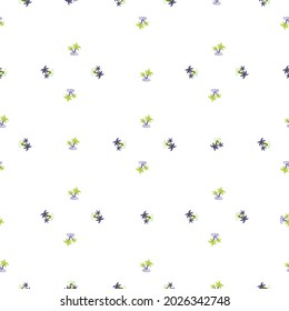 Tropical seamless pattern in geometric style with doodle small island silhouettes. Light isolated backdrop. Designed for fabric design, textile print, wrapping, cover. Vector illustration.