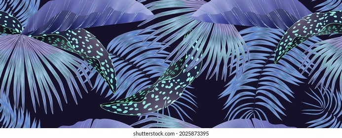 Patrón tropical sin fisuras de hojas doradas sobre un fondo verde.Artes de línea vegetal. Diseño para el fondo de la invitación, diseño de empaquetado, portada.