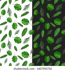 tropical seamless pattern with green leaves