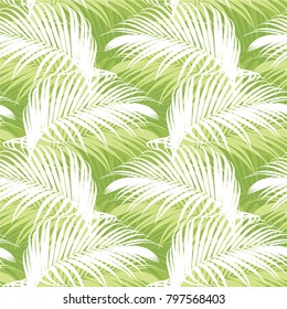 Tropical seamless pattern with green palm leaf background. Vector set of exotic tropical garden for wedding invitations, greeting card and fashion design.