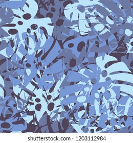 Tropical seamless pattern. Grunge background.