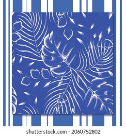 tropical seamless pattern. Hand drawn large leaves. plant silhouettes. Botanical background vector. Summer garden texture.