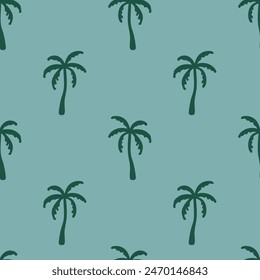 Tropical seamless pattern with hand drawn palm tree