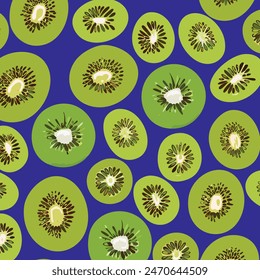 Tropical seamless pattern with kiwi.Textile texture with fruits.Kiwi fabric