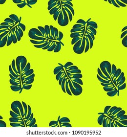 A tropical seamless pattern with leaves. Tropical leaves.