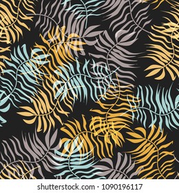 A tropical seamless pattern with leaves. Tropical leaves.