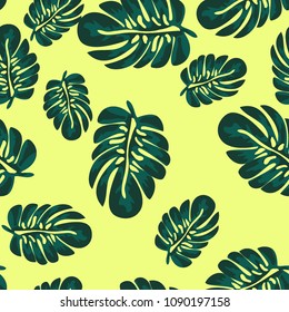 A tropical seamless pattern with leaves. Tropical leaves.